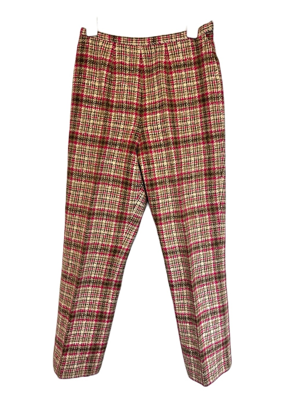 Pendleton Vintage Pure Virgin Wool Plaid Lined Trousers Pants Beige, Green Pink